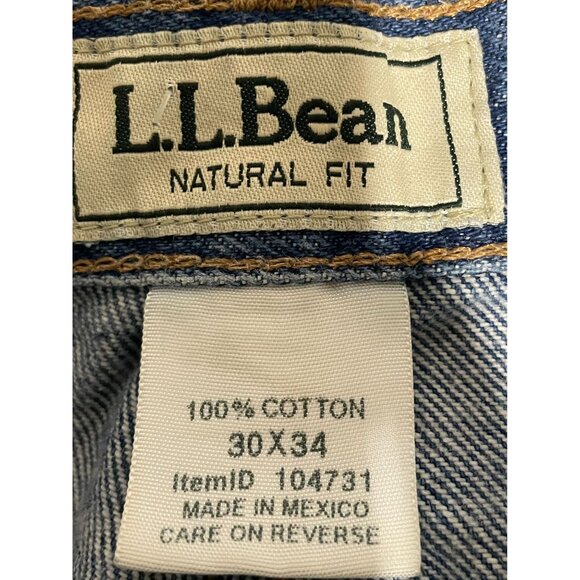 L.L. Bean Natural Fit Men's Jeans 30X34 100% Cotton Denim Classic Blue Wash - Picture 10 of 15